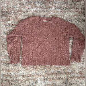 Lucky Brand Dusty Rose Cable Knit Sweater